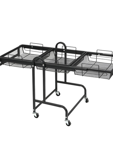 Levede 3 Tier Kitchen Trolley Cart Swivel Black Colour-1975420477254012929