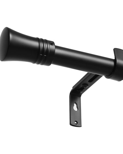 Marlow Black Curtain Rod Steel Quiet Rail Pole Pommel Set Extendable-1973193447833735169