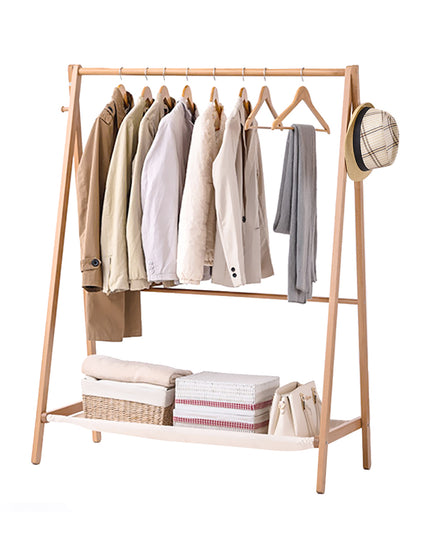 Levede Clothes Rack Wooden Wardrobe Natural-1973193811387617281