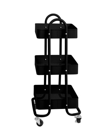 Levede 3 Tiers Kitchen Trolley Cart Black-1973193876663570433