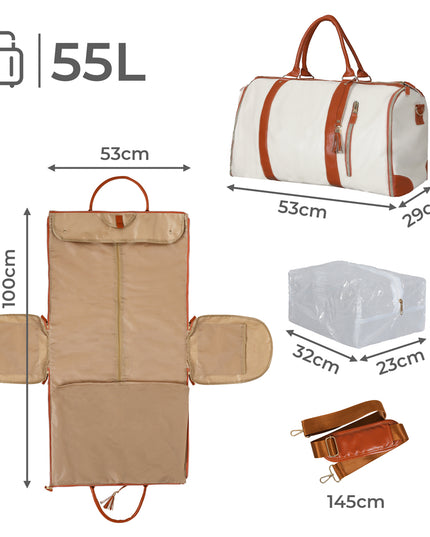 Slimbridge Garment Bags Hanging Suit Duffel Bag Beige-1975420336547696642