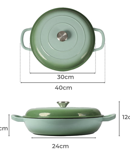 TOQUE 3.5L Enamel Dutch Oven Pan in Green Colour-1973193931340517378