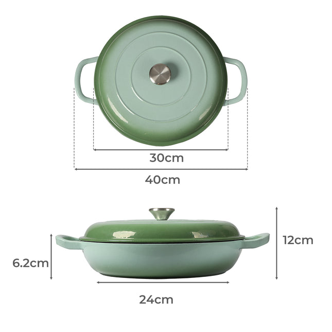 TOQUE 3.5L Enamel Dutch Oven Pan in Green Colour-1973193931340517378
