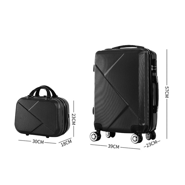Slimbridge 2pcs 20"Travel Luggage Set Black-1973193936109441026