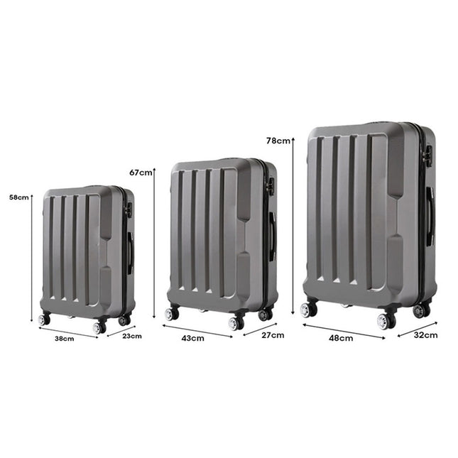 Slimbridge 20"24"28" 3PC Luggage Sets Dark Grey-1975420478650716162