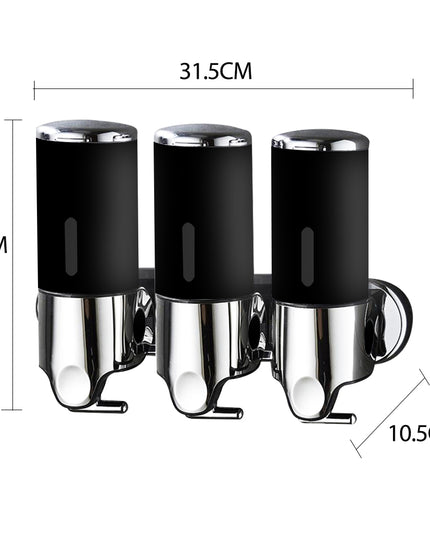 3 Bottles Bathroom Shower Soap Dispenser Black-1973193874612555778