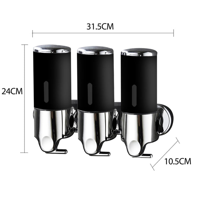 3 Bottles Bathroom Shower Soap Dispenser Black-1973193874612555778