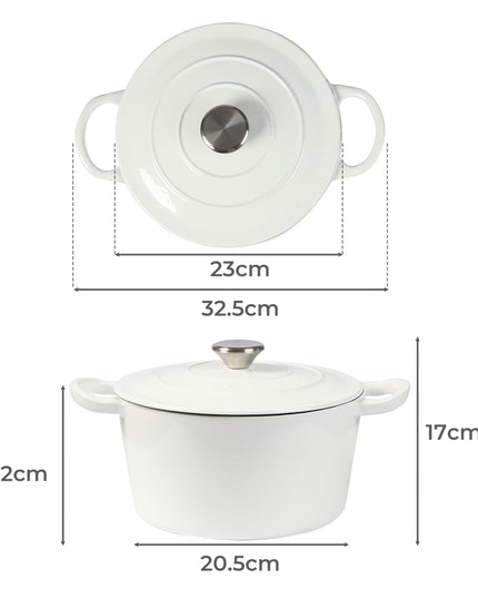TOQUE 4L Enamel Dutch Oven Pot in White Colour-1973193930958835714