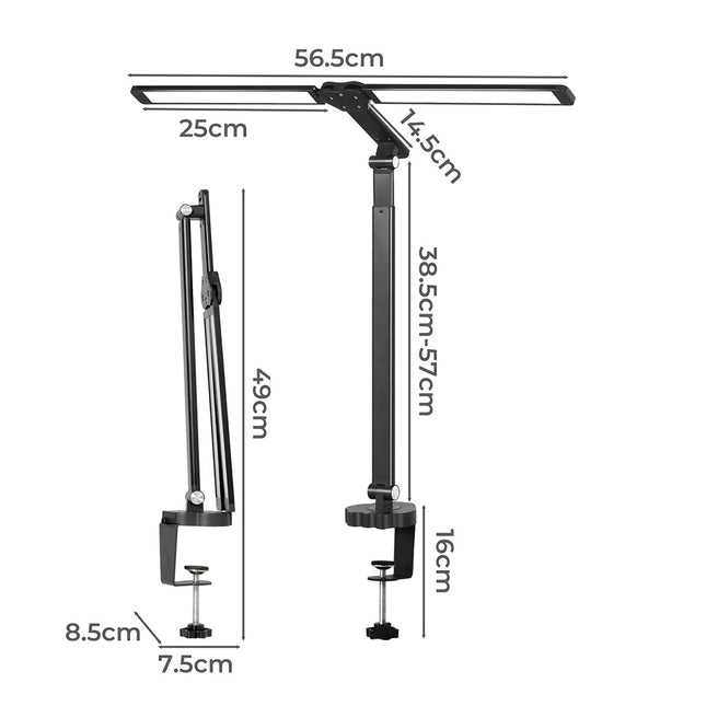 Emitto Double Head LED Desk Lamp Dimmable With Clamp-1973193534492250114