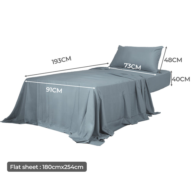 Dreamz 3pcs Sinigle Size 100% Bamboo Bed Sheet Set in Grey Colour Single-1973194027796926466
