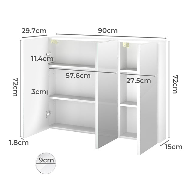 Levede Bathroom Mirror Cabinet 90CM-1975420348539211778