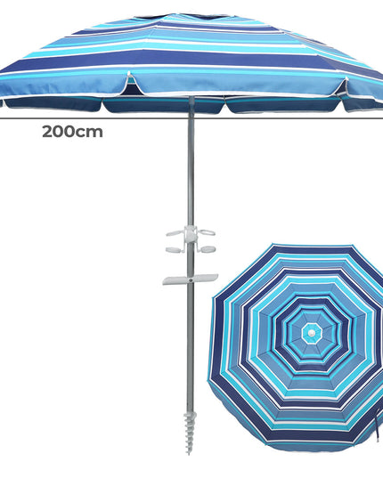 Mountview 2M Outdoor Beach Umbrellas Sand Blue-1973193499432062978