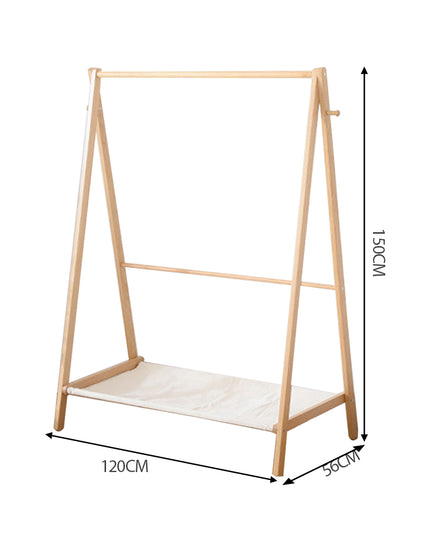 Levede Clothes Rack Wooden Wardrobe Natural-1973193811387617282