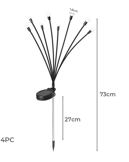 Firfly Solar Lawn Lights 8LED 4PC Outdoor Black-1973193958083399682
