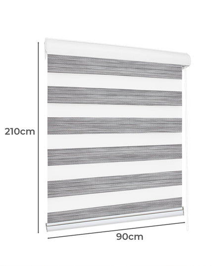 Marlow Blackout Zebra Roller Blind Curtains 90x210 Grey-1973194066216751106