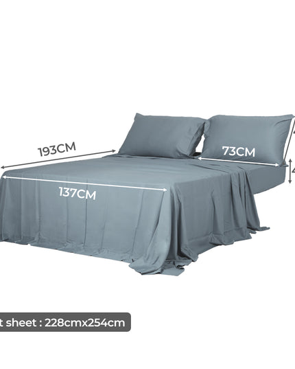 Dreamz 4pcs Double Size 100% Bamboo Bed Sheet Set in Grey Colour-1973194025527808002