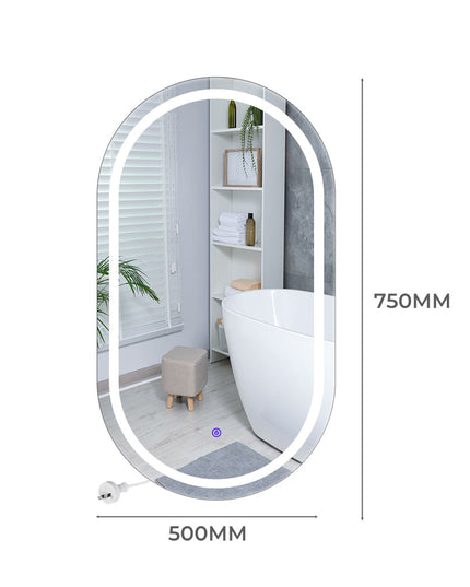 EMITTO LED Wall Mirror Oval Anti-fog 50x75cm-1975420500775669762