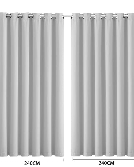 2x Blockout Curtains Panels 3 Layers Grey-1975420490960998402