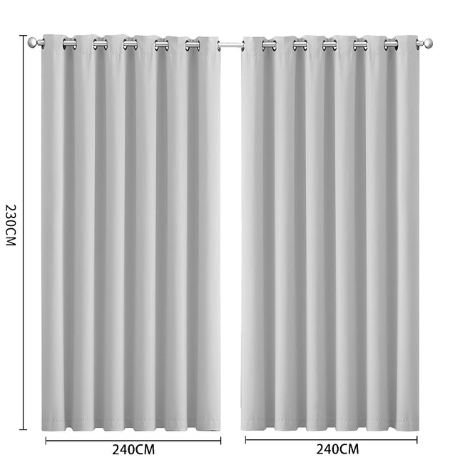 2x Blockout Curtains Panels 3 Layers Grey-1975420490960998402