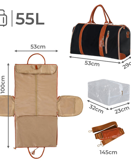 Slimbridge Garment Bags 2 in 1 Hanging Suit Bag Black-1973193511423578114