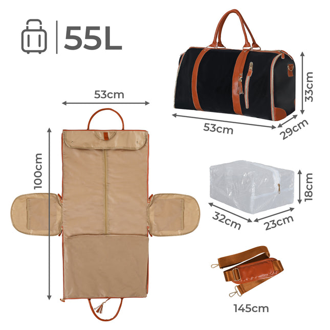 Slimbridge Garment Bags 2 in 1 Hanging Suit Bag Black-1973193511423578114