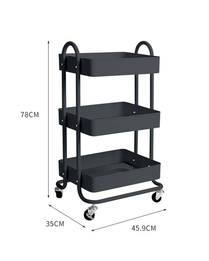 Levede 3 Tiers Kitchen Trolley Cart Grey-1973193876848119810