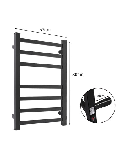 Heated Towel Rail Warmer Rack Wall Mounted Black-1973193892169912322