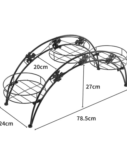 2X Plant Stand Outdoor Indoor Metal Black-1975420419141931010