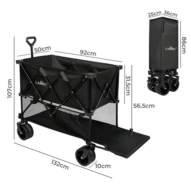 Lambu Folding Wagon Cart Double Shelves-1975420333573935106