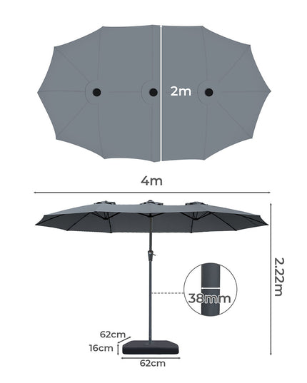 Centra 4M Double-sided Patio Umbrella Outdoor Umbrella Base Stand Grey-1973193483040722946