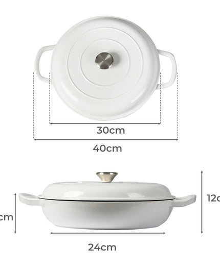TOQUE 3.5L Enamel Dutch Oven Pan in White Colour-1973193931529261058