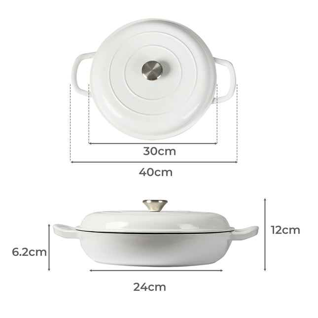 TOQUE 3.5L Enamel Dutch Oven Pan in White Colour-1973193931529261058