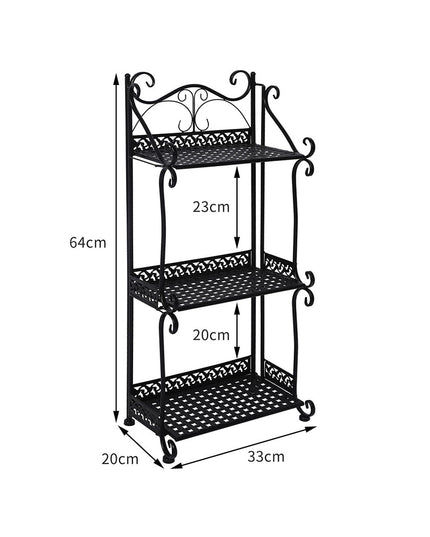 Levede Plant Stand 3 Tiers Outdoor Indoor Black-1973193777447309314