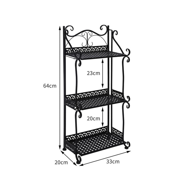 Levede Plant Stand 3 Tiers Outdoor Indoor Black-1973193777447309314