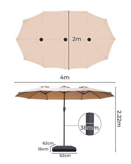 Centra 4M Double-sided Patio Umbrella Outdoor Umbrella Base Stand Khaki-1973193483254632450