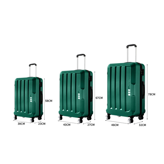 Slimbridge 20"24"28" 3PC Luggage Sets Green-1975420478898180098