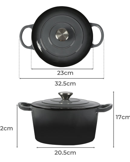 TOQUE 4L Enamel Dutch Oven Pot in Black Colour-1973193930577154050