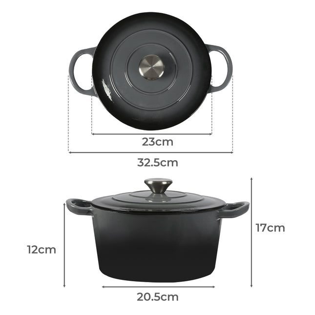 TOQUE 4L Enamel Dutch Oven Pot in Black Colour-1973193930577154050