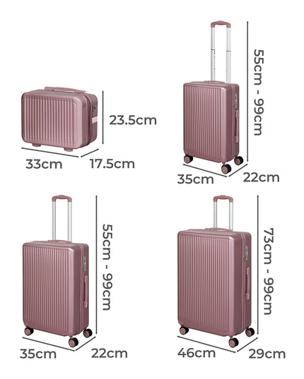 Slimbridge Luggage Suitcase Trolley Rose gold 4pc 14"+20"+24"+28"-1973193944368025602