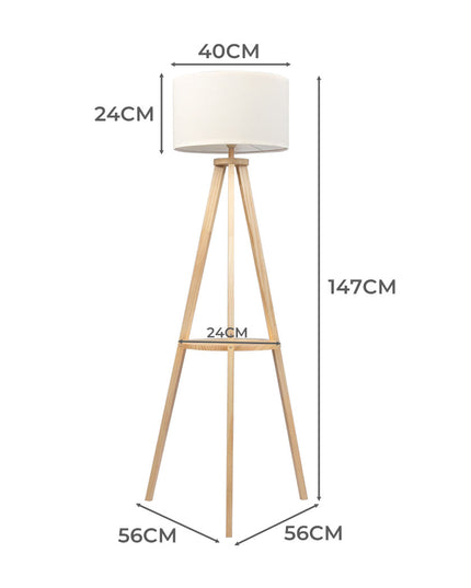 EMITTO Tripod Floor Lamp with Shelf