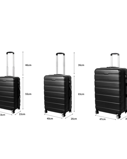 Slimbridge 3PC Luggage sets Suitcase Black-1975420481137938434