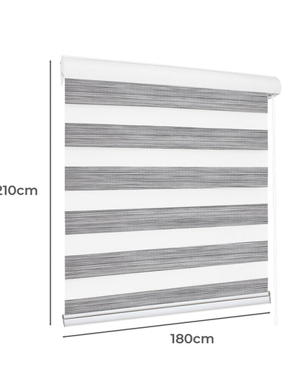 Marlow Blackout Zebra Roller Blind Curtains 180x210 Grey-1973194065474359298