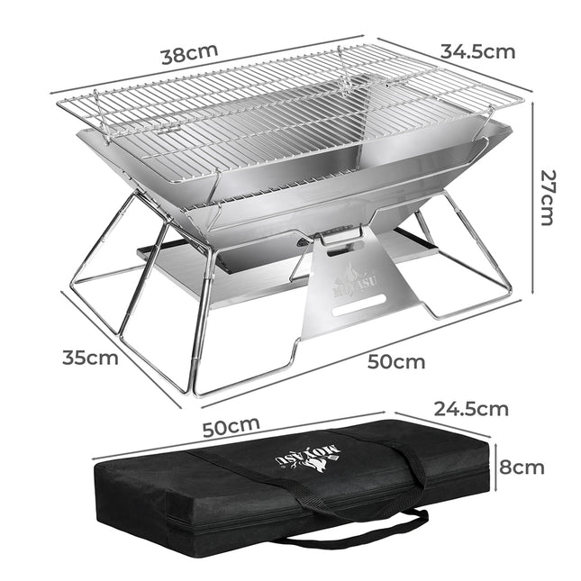 Levede Portable Folding BBQ Charcoal Grill Silver-1973193516473520130