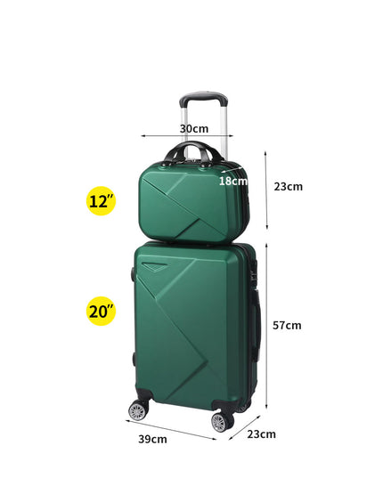 Slimbridge 2pcs 20"Travel Luggage Set Green-1973193936348516354