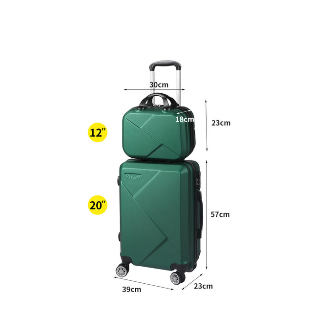 Slimbridge 2pcs 20"Travel Luggage Set Green-1973193936348516354