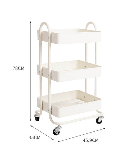 Levede 3 Tiers Kitchen Trolley Cart White-1973193877229801474