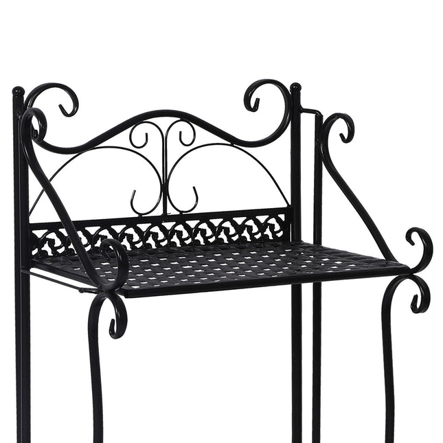 Levede Plant Stand 3 Tiers Outdoor Indoor Black-1973193777447309315