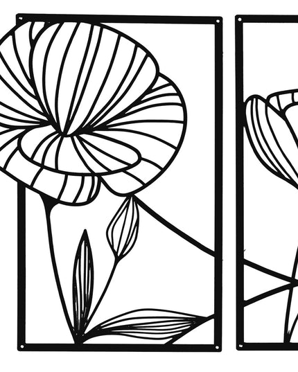 Yezi Metal Wall Art 4Pcs Floral Minimalist Line Decor-1973193531543654403