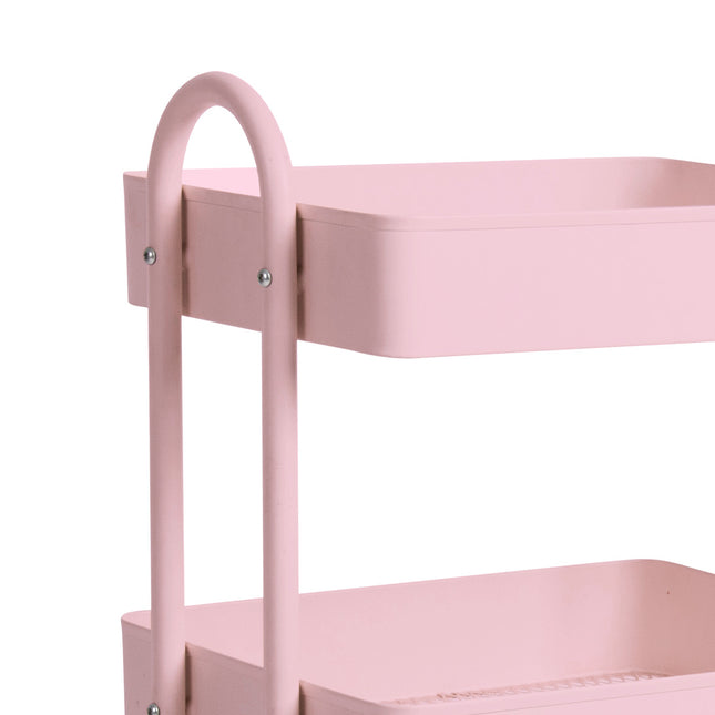 Levede 3 Tiers Kitchen Trolley Cart Pink-1973193877036863491