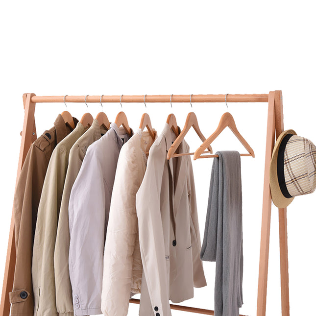 Levede Clothes Rack Wooden Wardrobe Natural-1973193811387617283